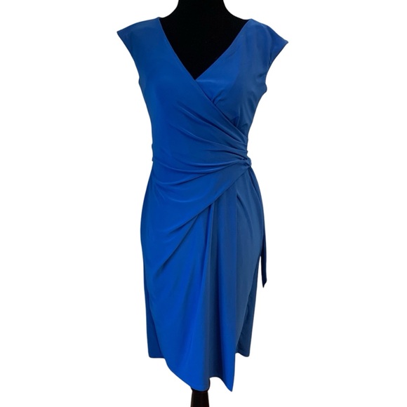 Ralph Lauren Side Sash Crossover V Neck Cocktail Dress size 0 - Picture 3 of 8